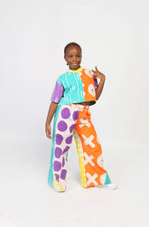 Kids Sea Green and Orange Crop Shirt